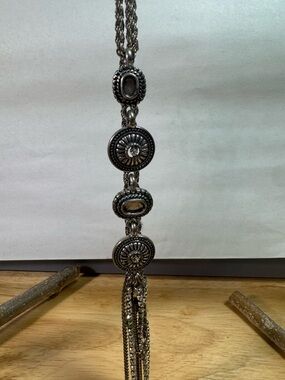 Silver-Tone Tassel Necklace and Concho bracelet set